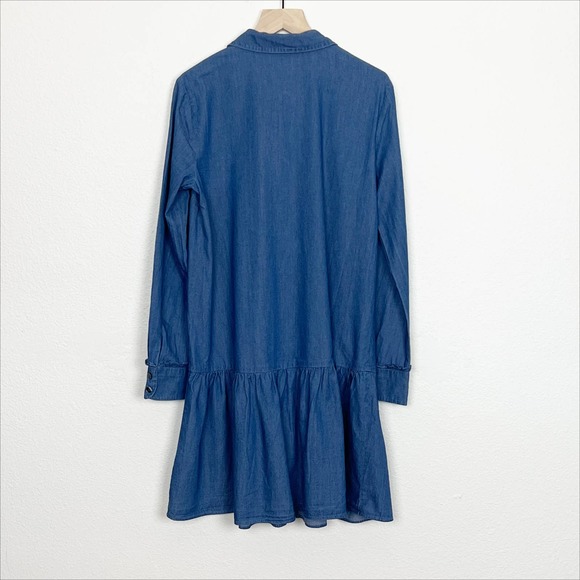 NWT Draper James Chambray Button Down Flounce Hem Shirt Dress 2 - Picture 8 of 9